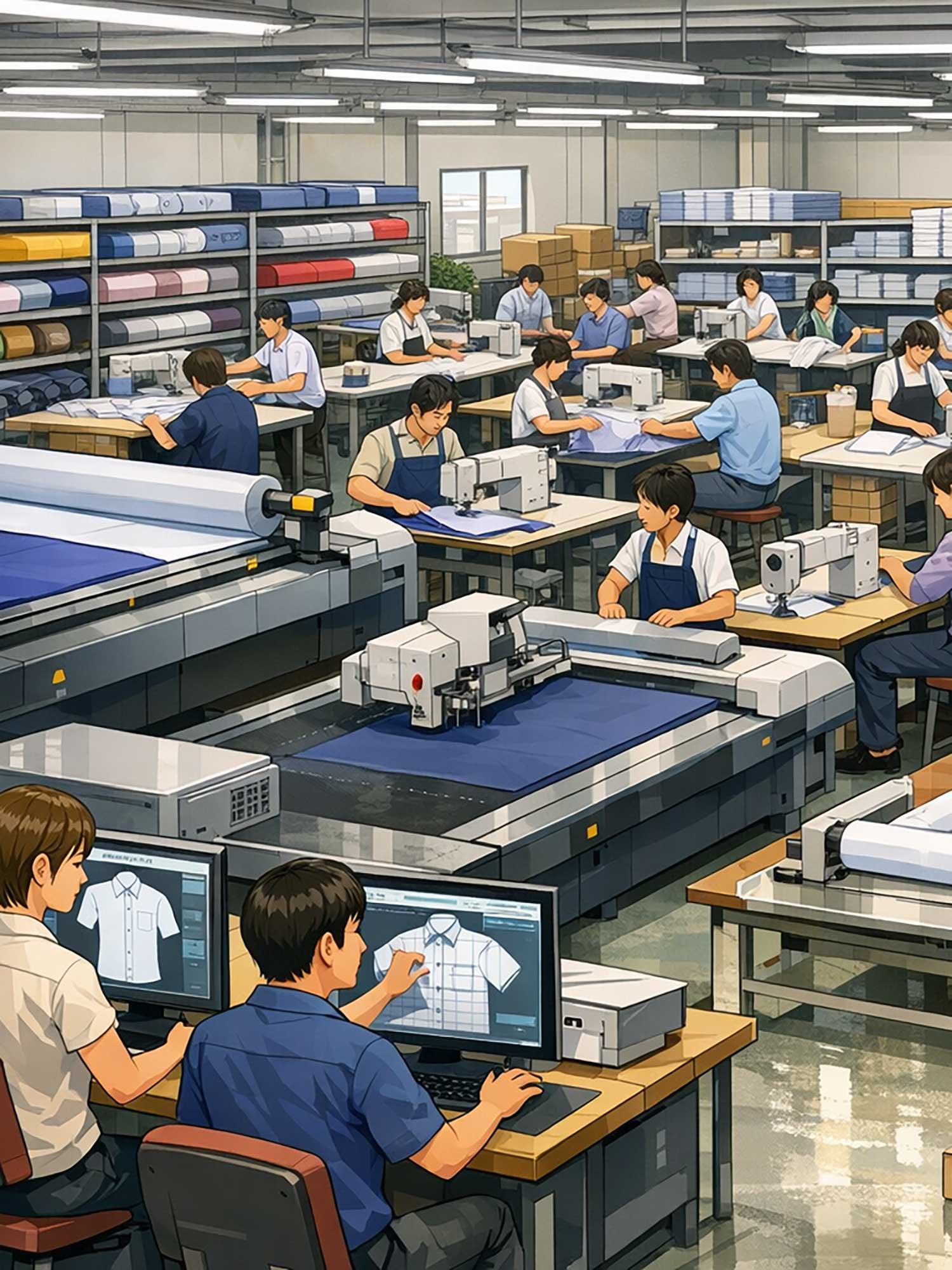 シャツの縫製工場